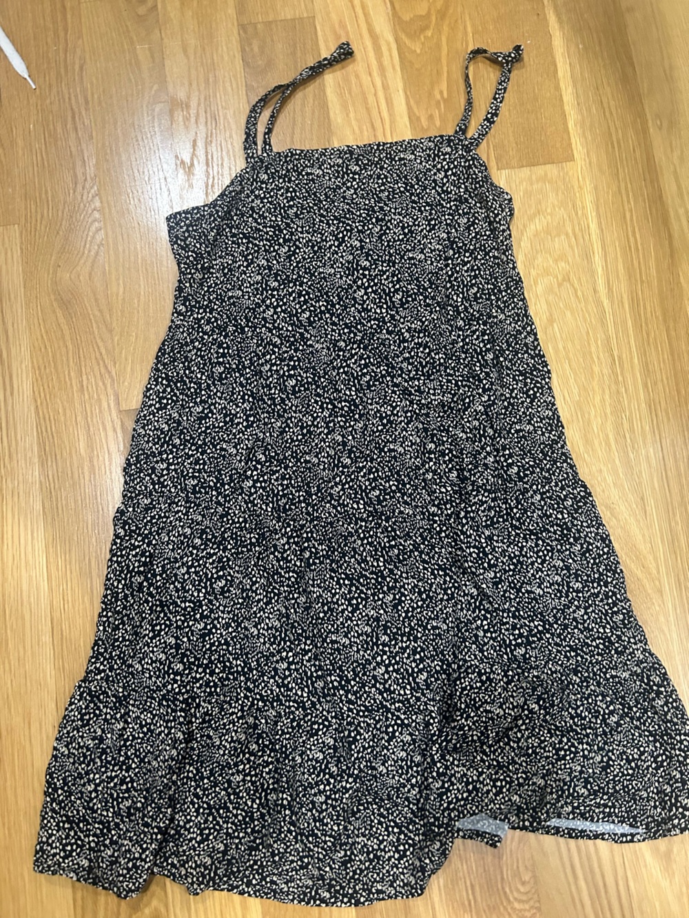Old Navy Black and White Mini Dress-Skirt with Ditsy Print